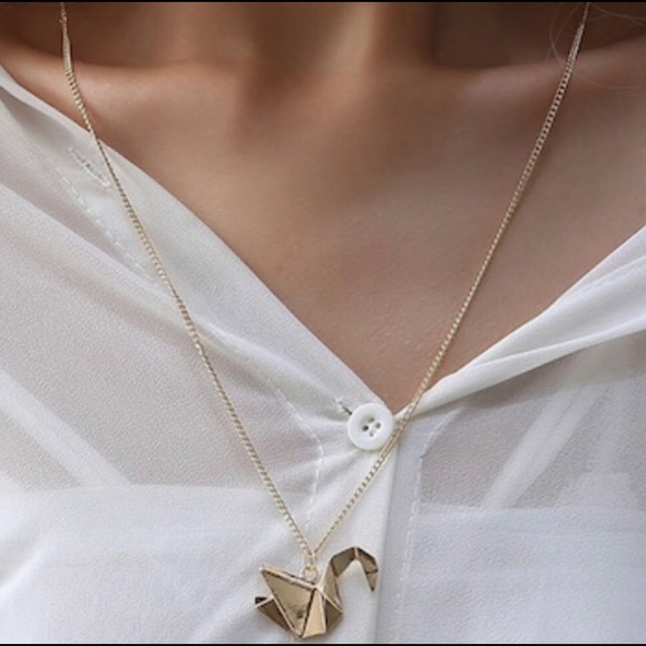 Crane Bird Origami Pendant - Picture 2 of 6